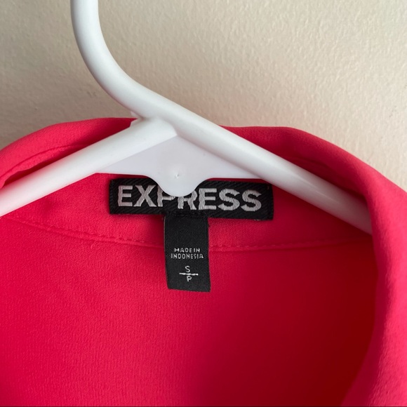 Express Pink Tab Long Sleeve Career Blouse - Picture 2 of 5